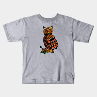 Vintage Owl Tattoo Illustration Kids T-Shirt